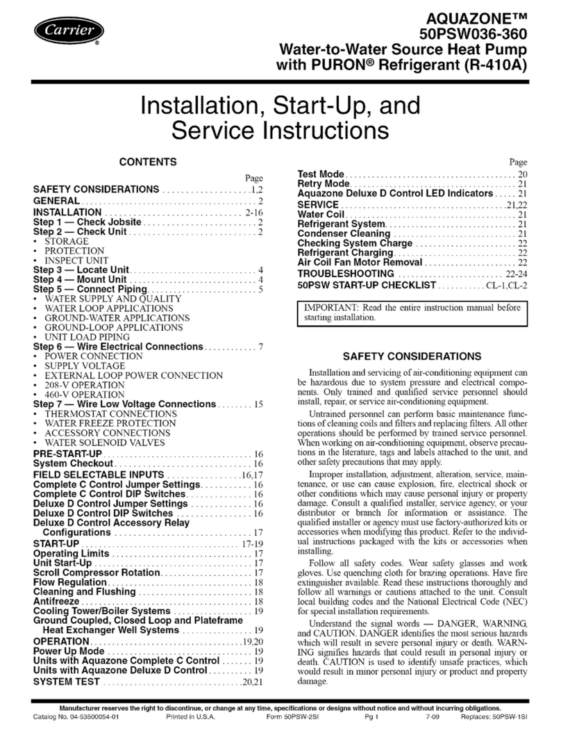 Carrier AQUAZONE 50PSW036-360 Quick guide