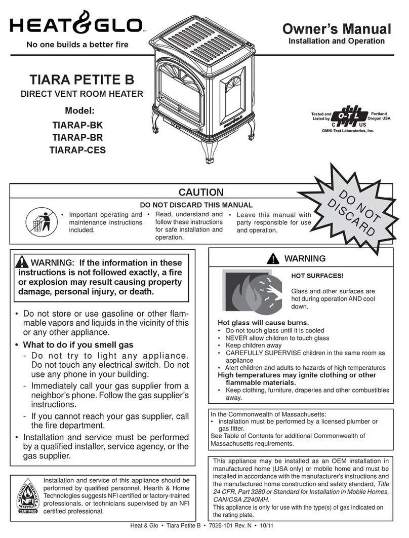 Heat & Glo TIARAP-BK Installation and operation manual