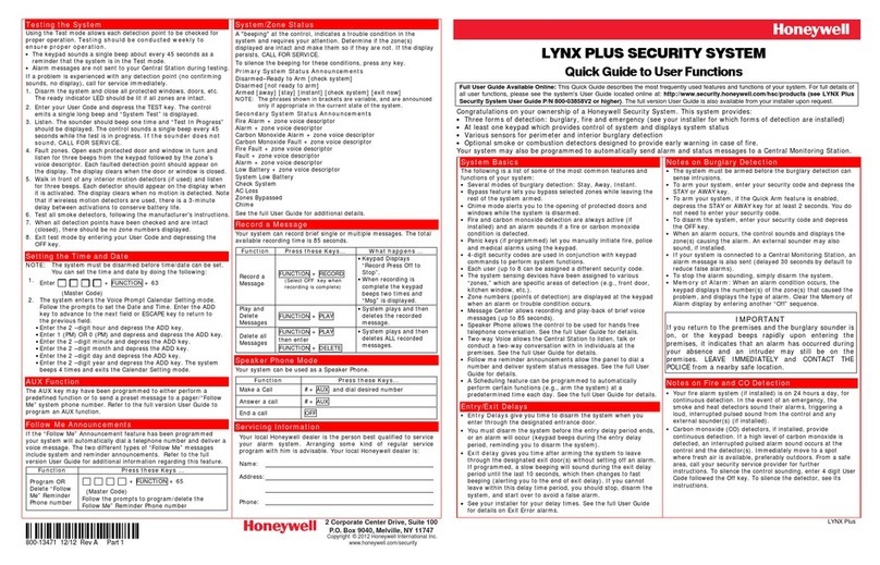 Honeywell Lynx Plus Series User manual
