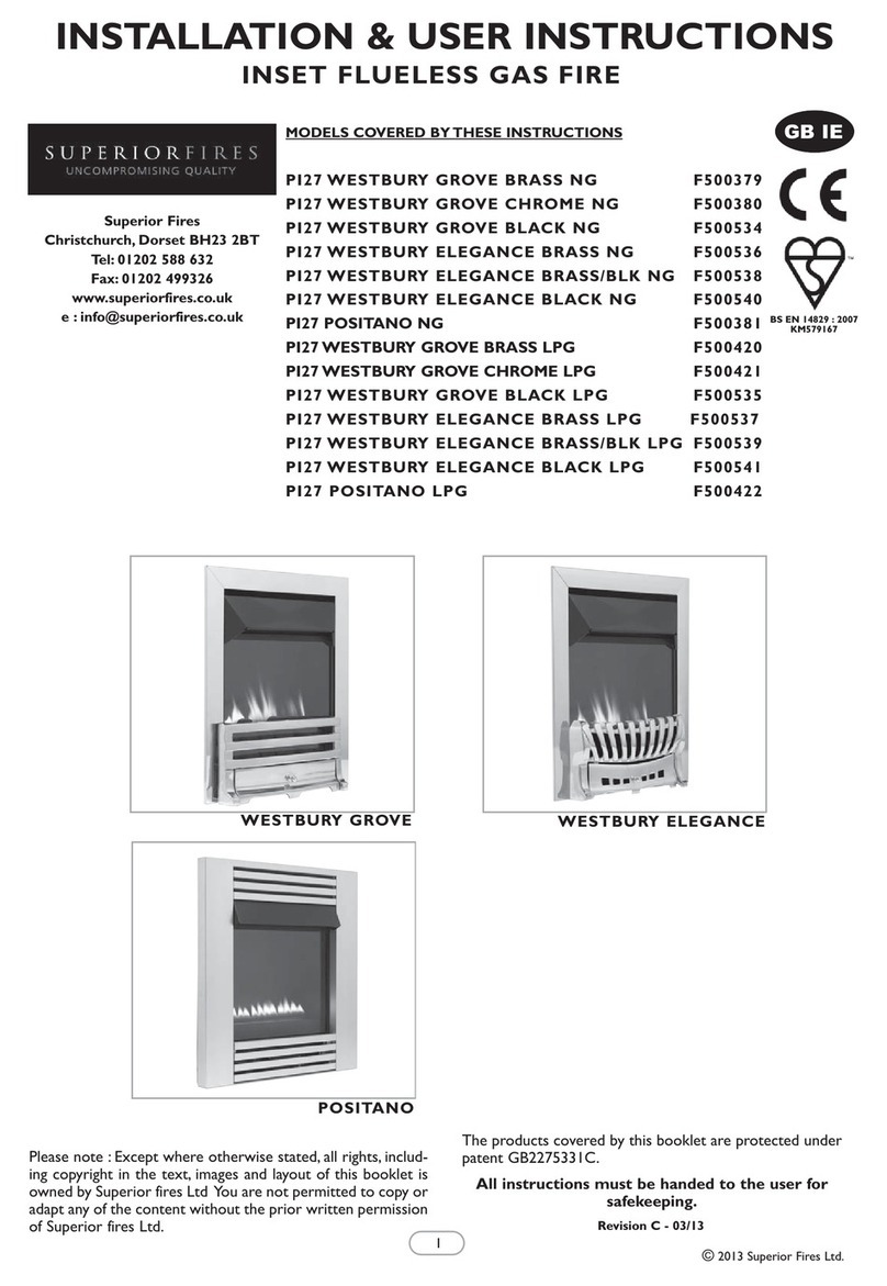 superior fires PI27 WESTBURY GROVE BRASS NG F500379 Installation & user's instructions