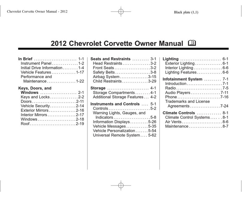 Chevrolet 2012 Corvette owner's manual