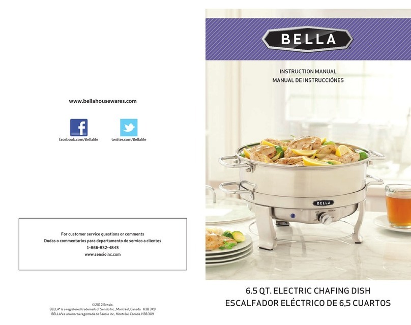 Bella 6.5 Qt. electrIc chafIng dIsh User manual