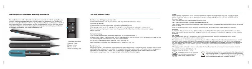 Cloud Nine Hair iron Quick start and safety guide Cloud Nine Hair iron Quick start and safety guide
