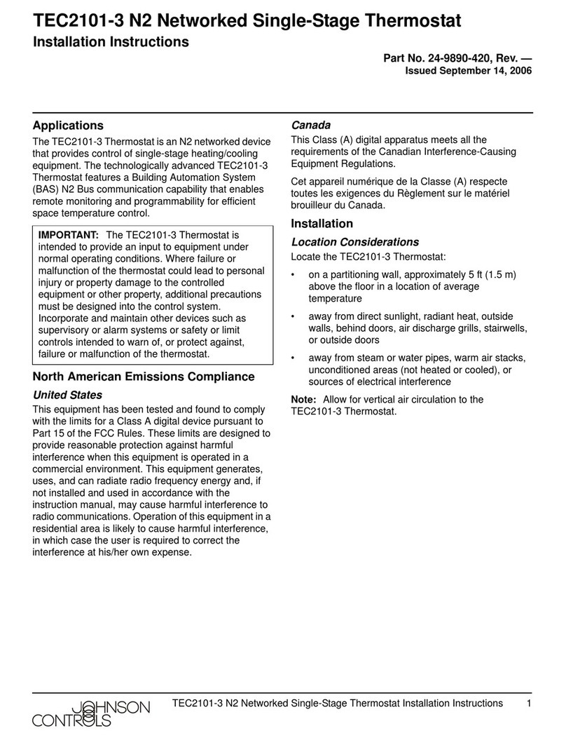 Johnson Controls TEC2101-3 N2 User manual