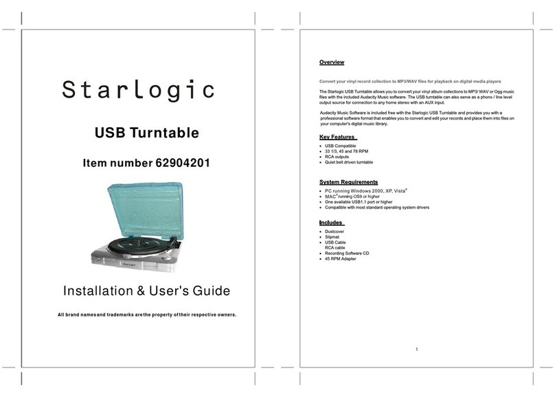 StarLogic USB Turntable Installation & user guide
