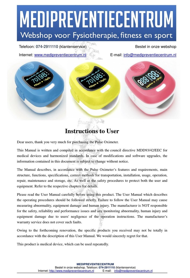 MEDIPREVENTIECENTRUM Pulse Oximeter Instructions to user