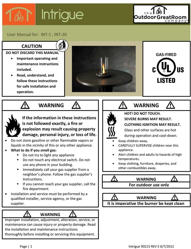 Outdoor GreatRoom Company Intrigue INT-1 owner's manual