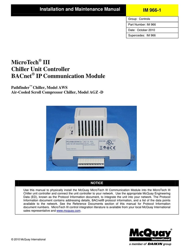 McQuay MicroTech III Installation and maintenance manual
