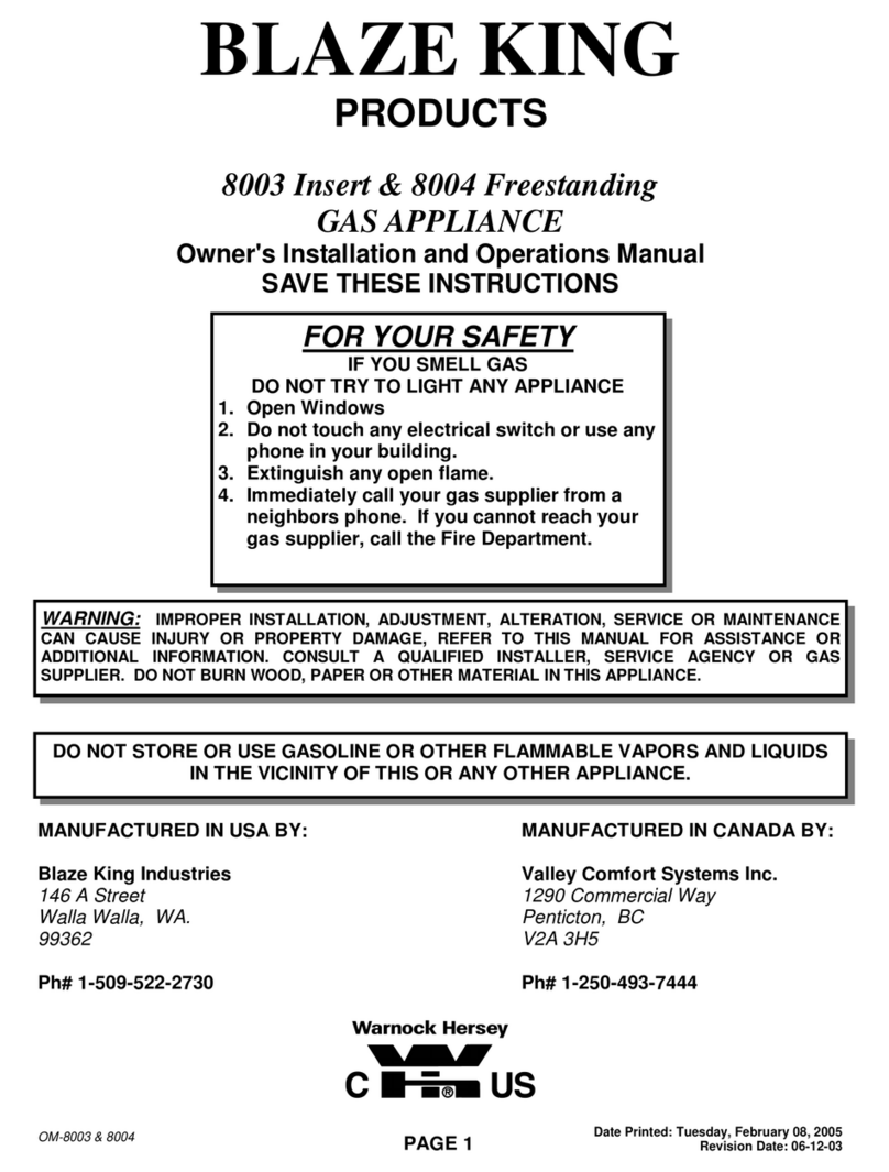 Blaze King 8003 Owner's installation and operation manual
