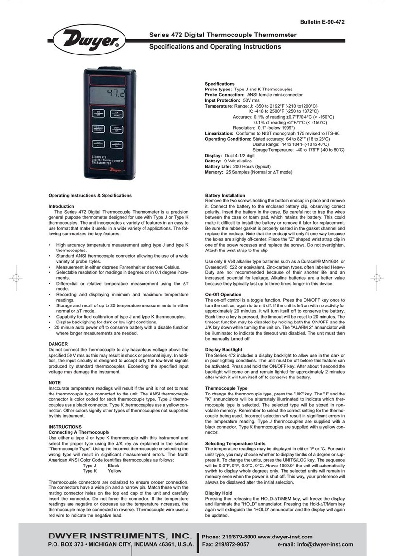 Dwyer Instruments Series 472 operating instructions