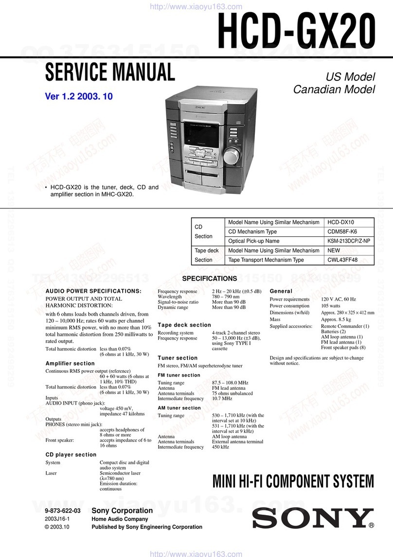 Sony HCD-GX20 User manual Sony HCD-GX20 User manual
