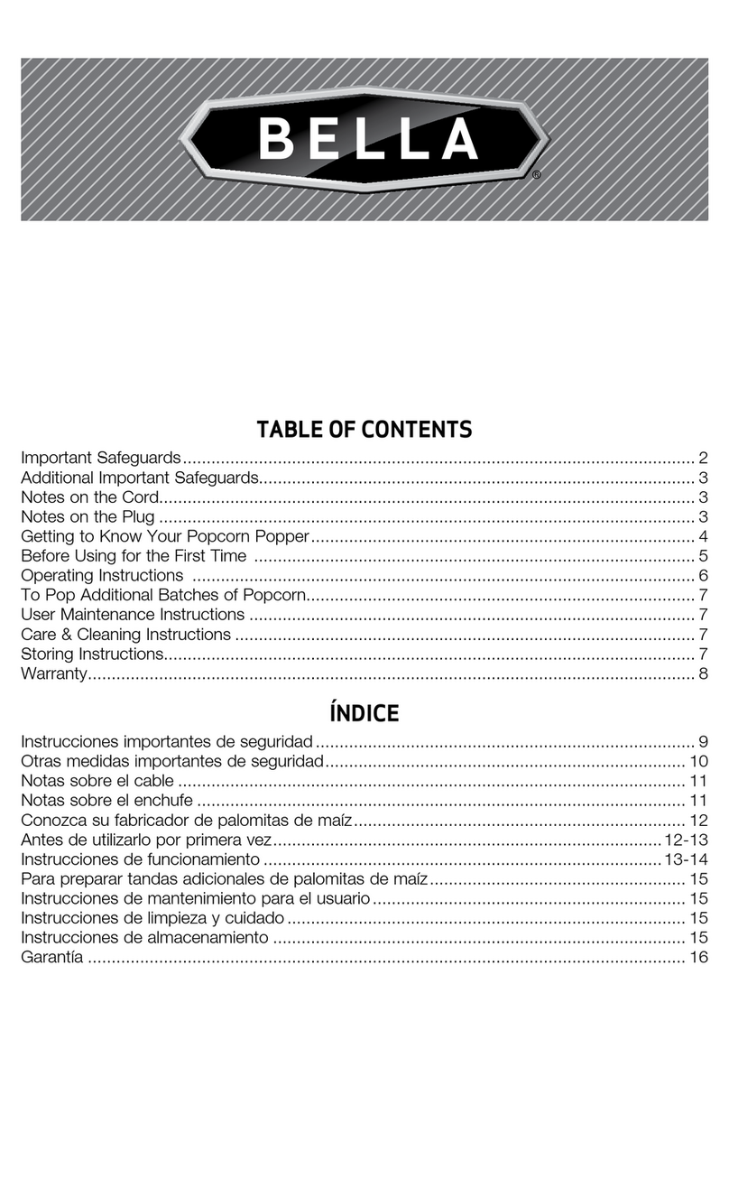 Bella Popcorn Popper User manual