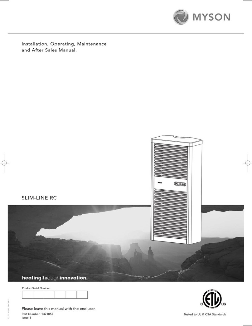 Myson SLIM-LINE RC Installation, operating, maintenance & after sales manual