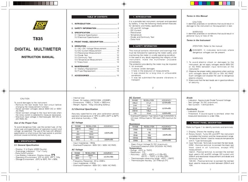 Top Tronic T835 instruction manual