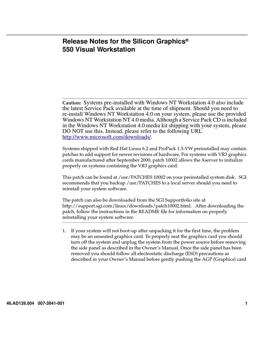 Silicon Graphics 550 Visual Workstation Release notes