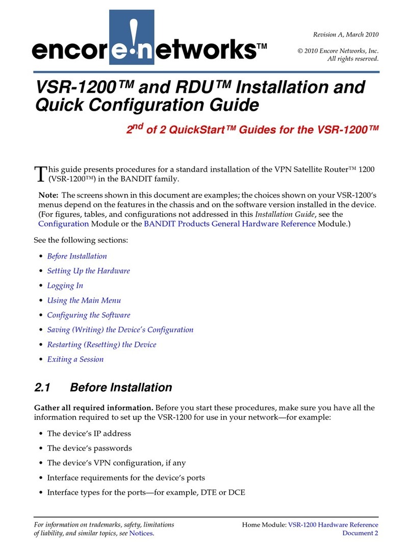 Encore Networks VSR-1200 Installation and quick configuration guide