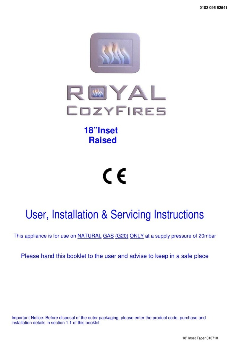 Royal Cozyfires 18'' User, installation & servicing instructions Royal Cozyfires 18'' User, installation & servicing instructions