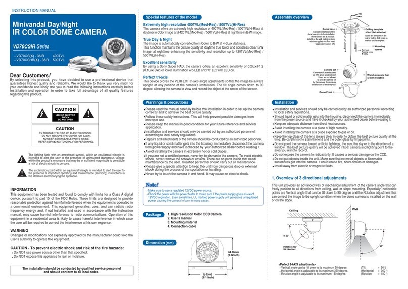 Visionhitech VD70CS(X) - 36IR User manual