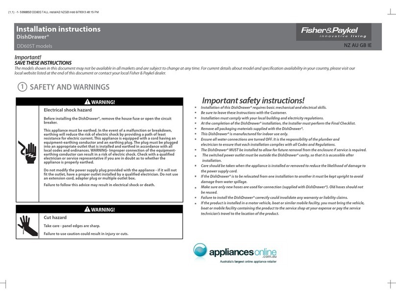Fisher & Paykel DishDrawer DD60ST Series User manual