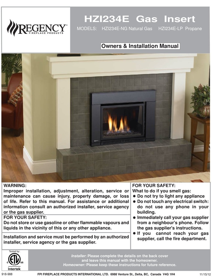Regency HZI234E-NG Owners & installation manual