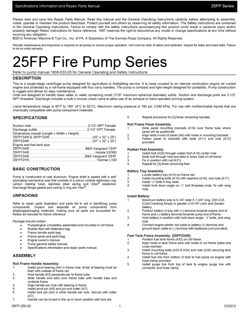American Machine & Tool 25FP Series Specifications information and repair parts manual