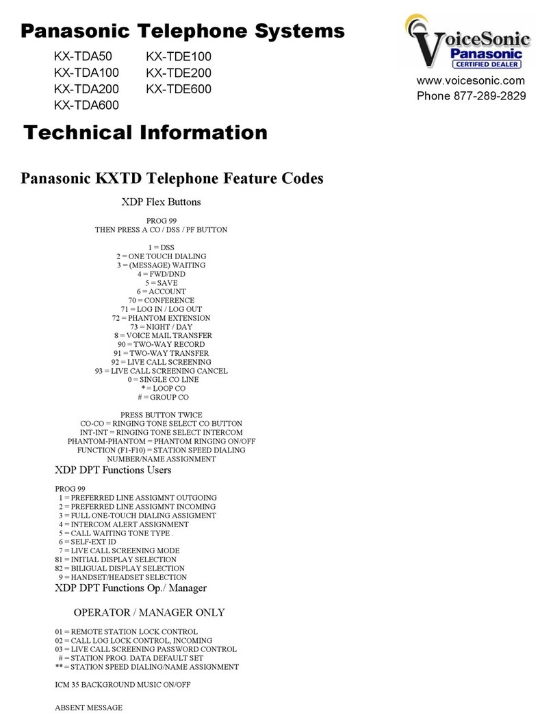 Panasonic KX-TDA50 Manual