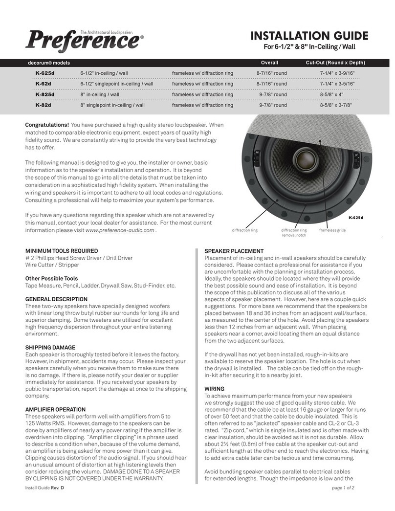 Preference decorum K-625d installation guide