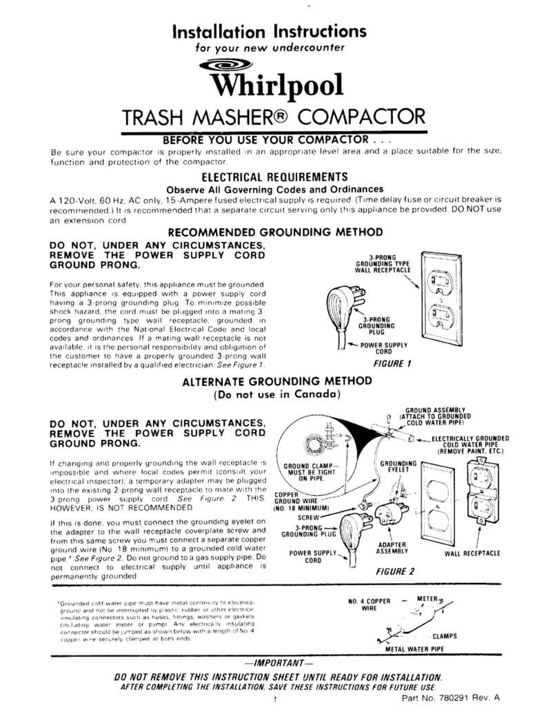 Whirlpool Trash Masher User manual