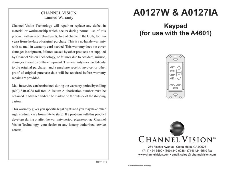 Channel Vision A0127W user guide Channel Vision A0127W user guide
