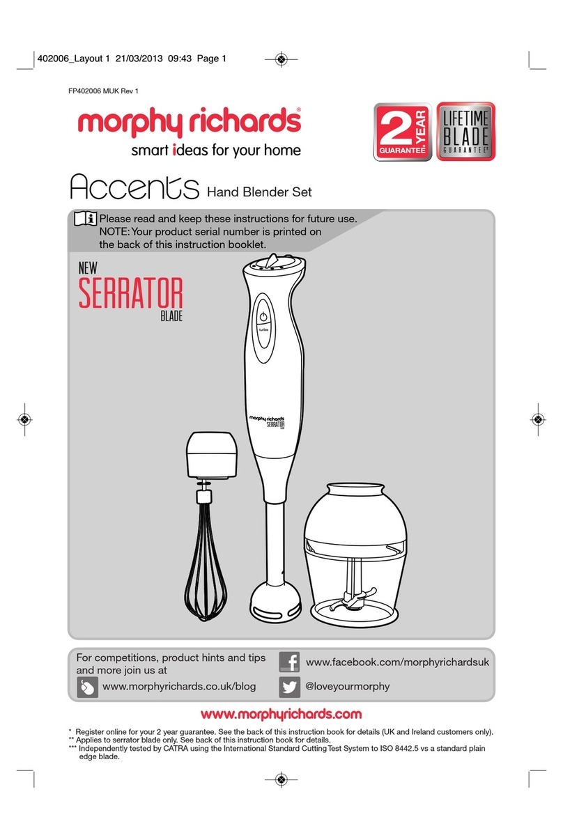 Morphy Richards Cordless hand blender User manual