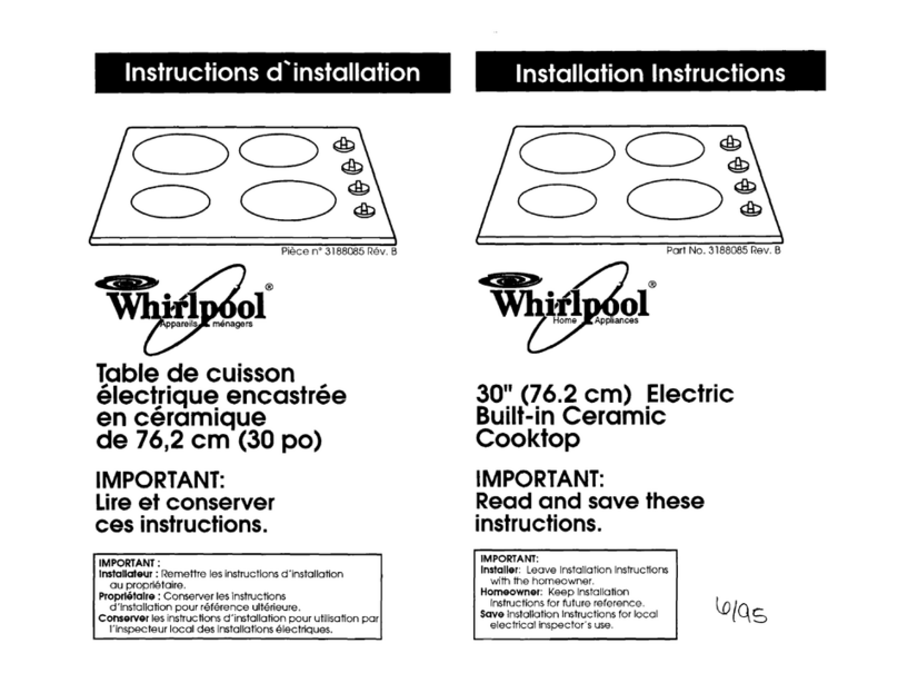 Whirlpool 30" (76.2 cm) Electric Built-in Ceramic... installation instructions