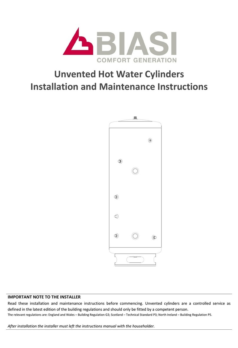Biasi Unvented Hot Water Cylinders Installation and maintenance instructions