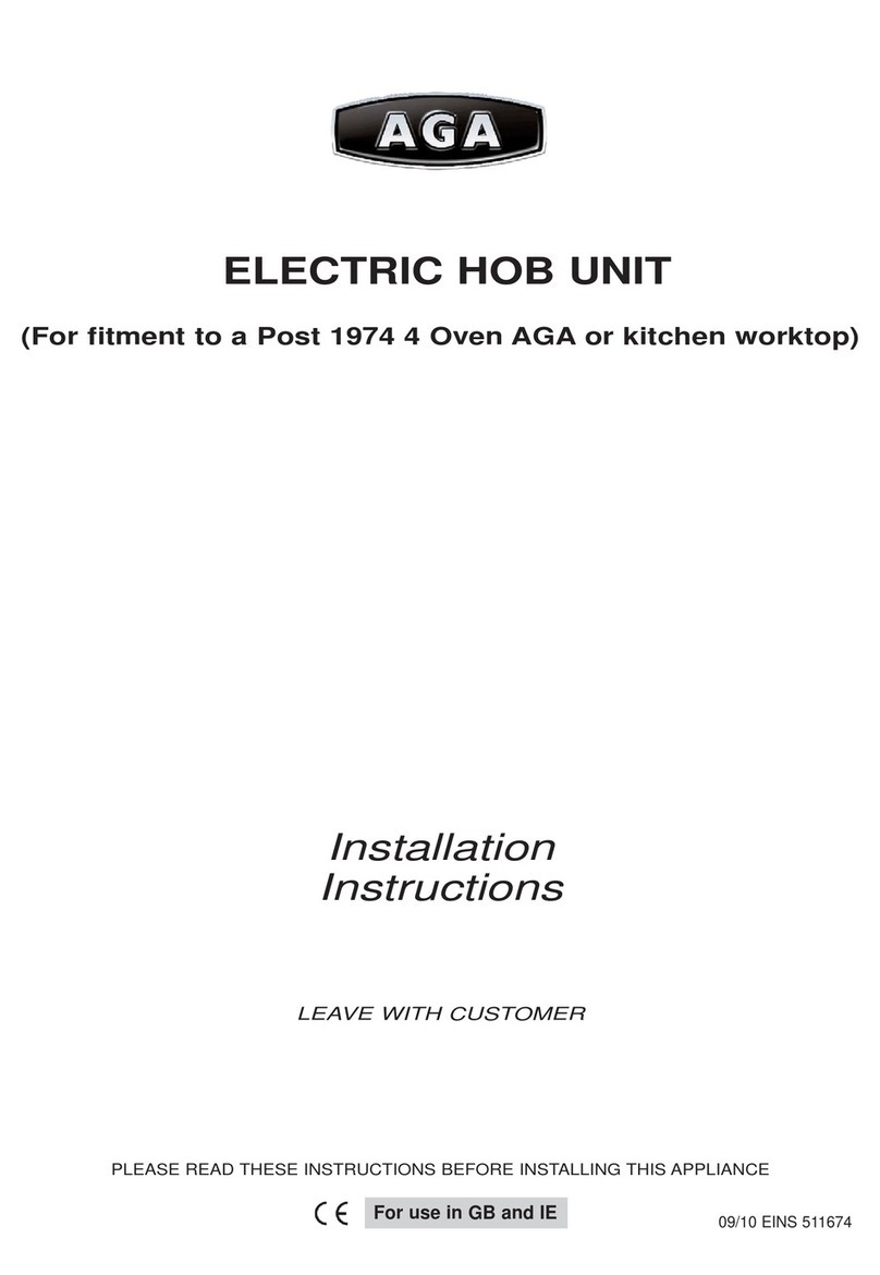 AGA ELECTRIC HOB UNIT User manual