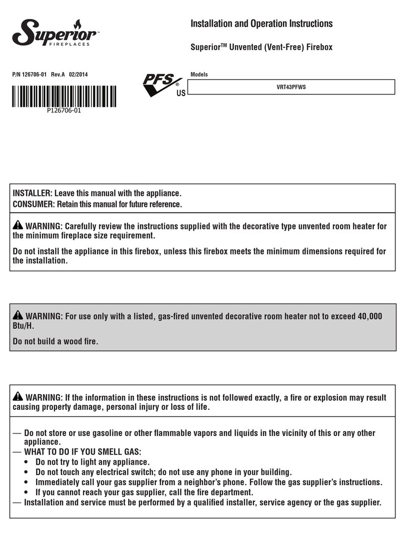 Superior VRT43PFWS Installation and operation instructions