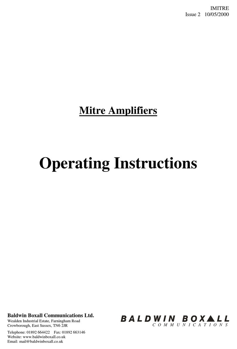 Baldwin Boxall Mitre Amplifiers operating instructions