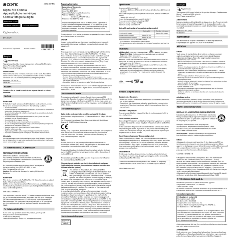 Sony Cyber-shot DSC-QX30 User manual