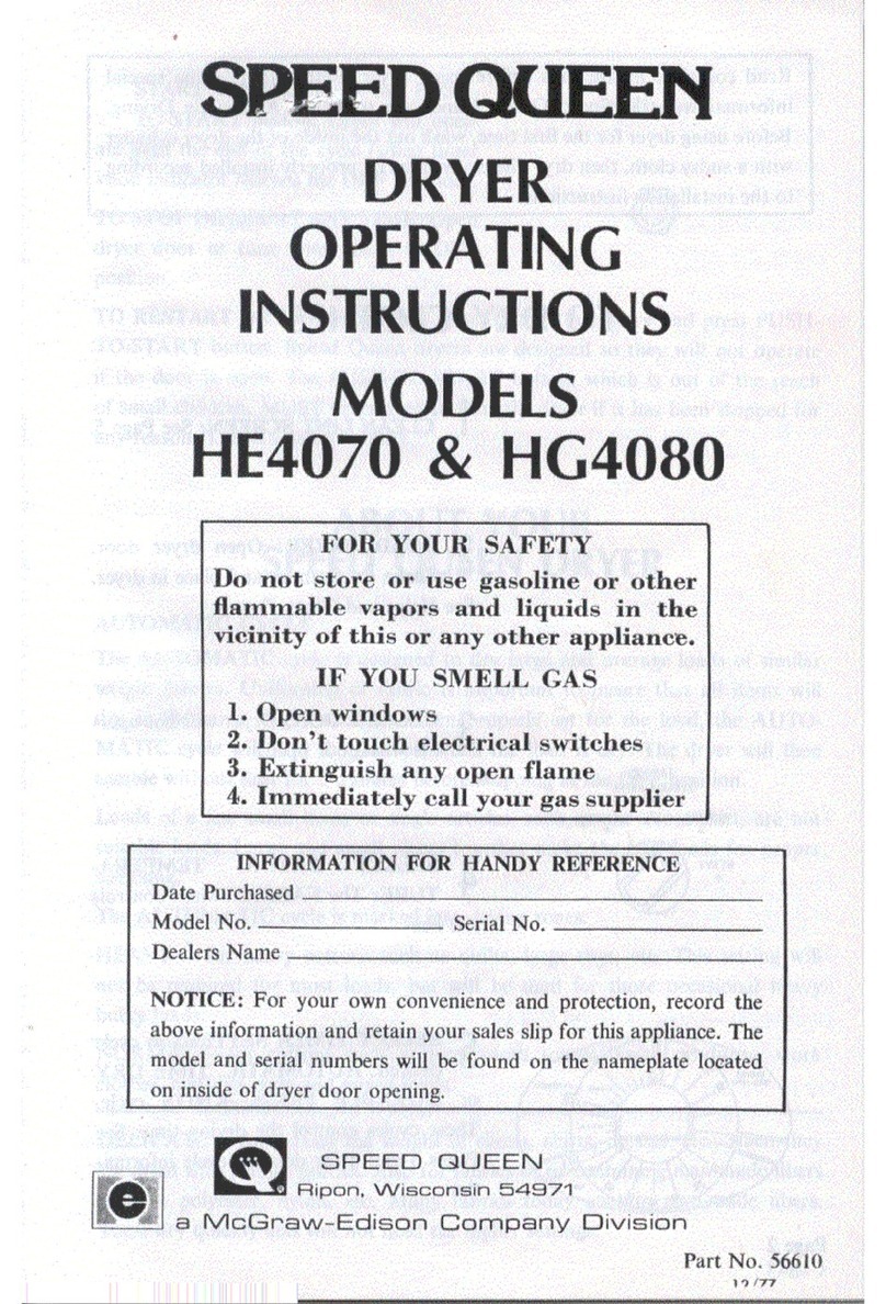 Speed Queen HG4080 User manual