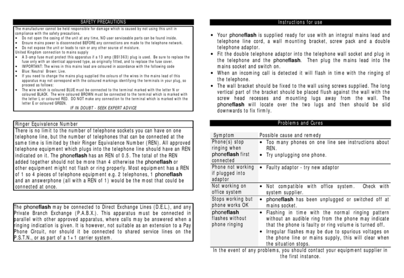 Sarabec phoneflash PF2a operating instructions
