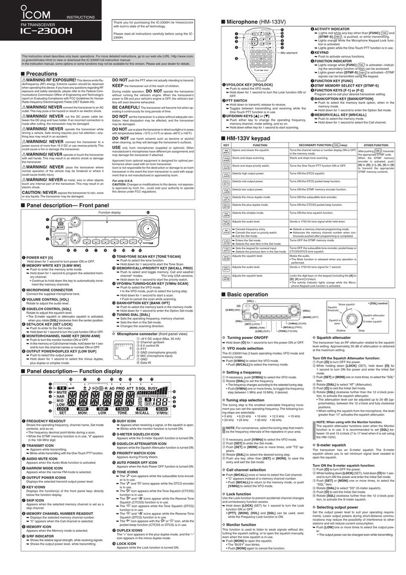 Icom IC-2300H User manual Icom IC-2300H User manual