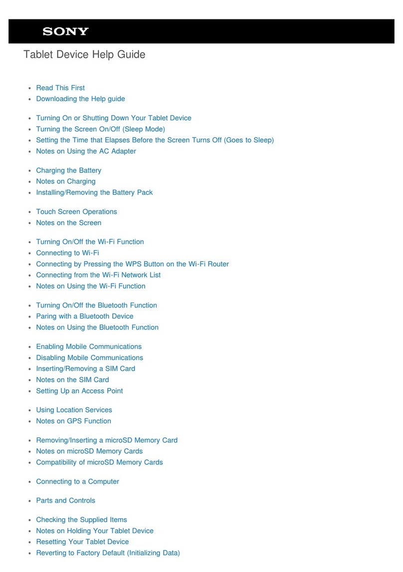 Sony Tablet device Reference guide