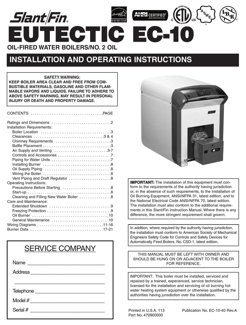 Slant/Fin VICTORY II VHS Series Installation and operating instructions