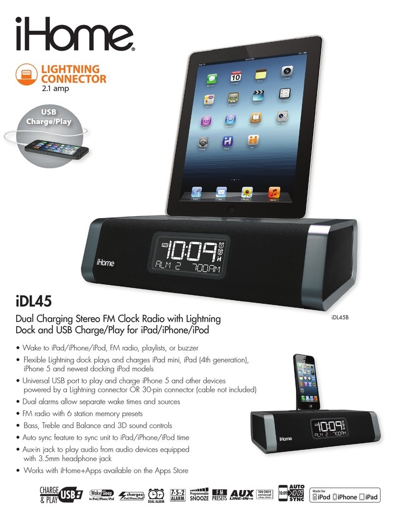 iHome iDL45 Fm clock radio