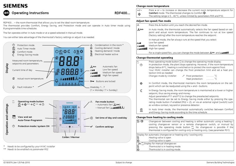 Siemens RDF400 operating instructions
