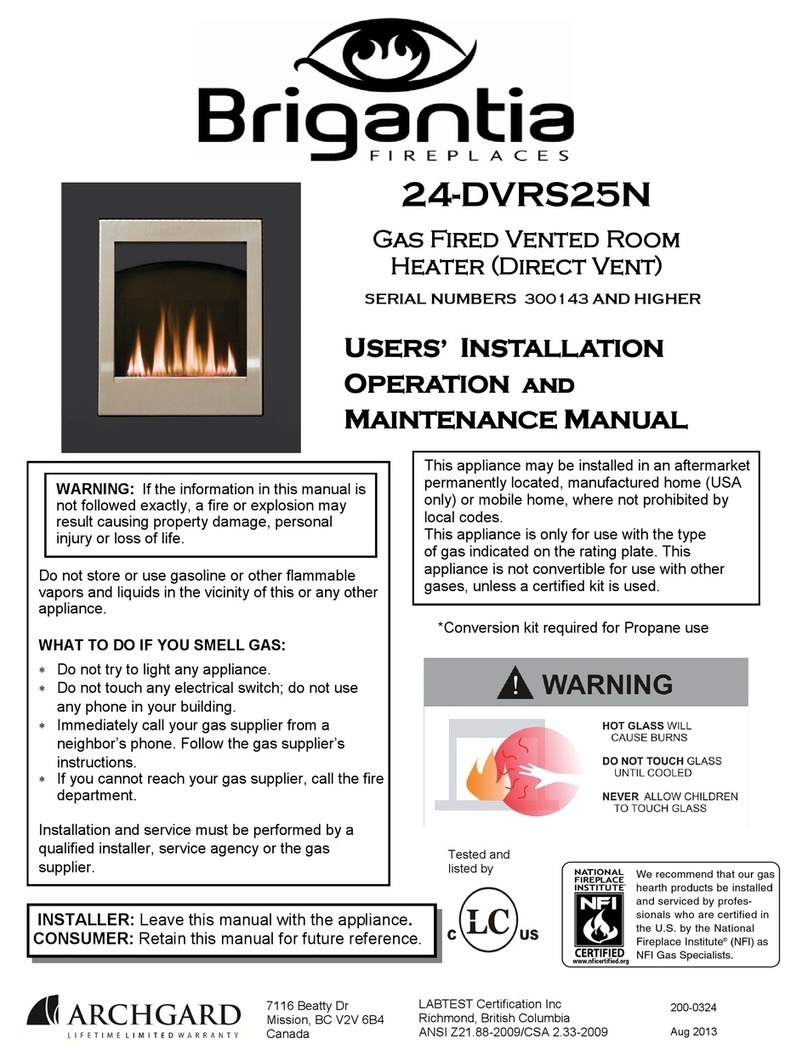 Brigantia Fireplaces 24-DVRS25N Users installation operation & maintenance manual Brigantia Fireplaces 24-DVRS25N Users installation operation & maintenance manual