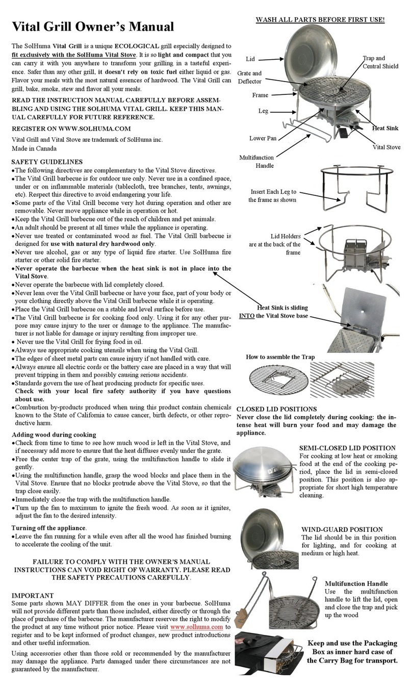 SolHuma Vital Grill owner's manual