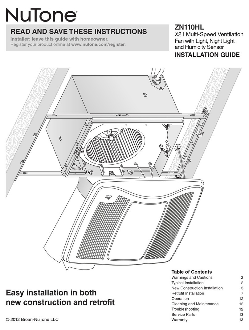 NuTone ZN110HL sheet installation guide NuTone ZN110HL sheet installation guide