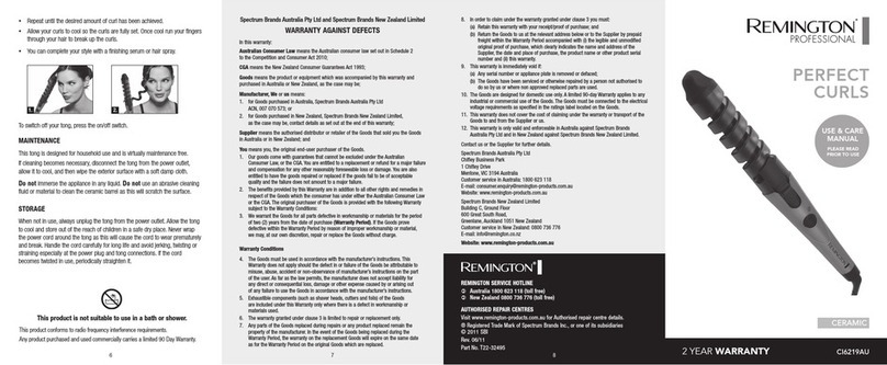 Remington CI6219AU PERFECT CURLS User manual