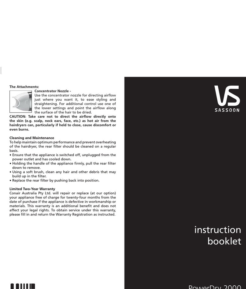 VS Sassoon PowerDry 2000 User manual
