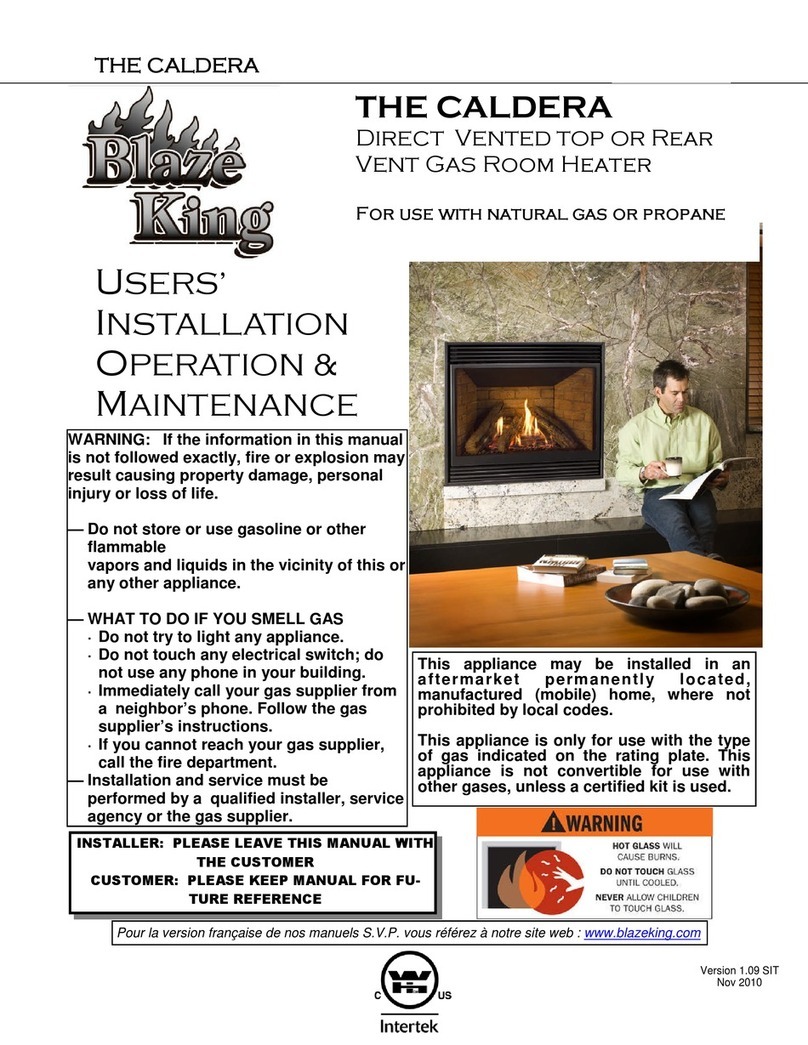 Blaze King CALDERA Users installation operation & maintenance manual Blaze King CALDERA Users installation operation & maintenance manual