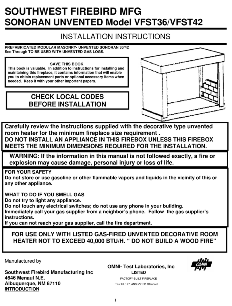 Southwest Firebird SONORAN UNVENTED VFST36 User manual